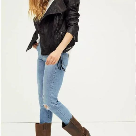 Free People Cleo Hooded Vegan Suede Moto Jacket S - Picture 5 of 16